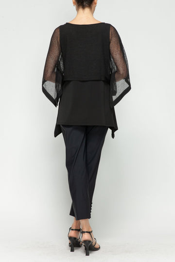 Black Poncho Layer Top